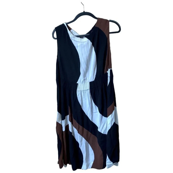 KATE SPADE Rio Sleeveless Dress Crepe Size 6 Brown Black White Mod - Picture 3 of 10